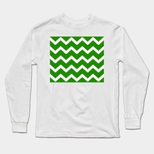 Zigzag geometric pattern - green and white. Long Sleeve T-Shirt